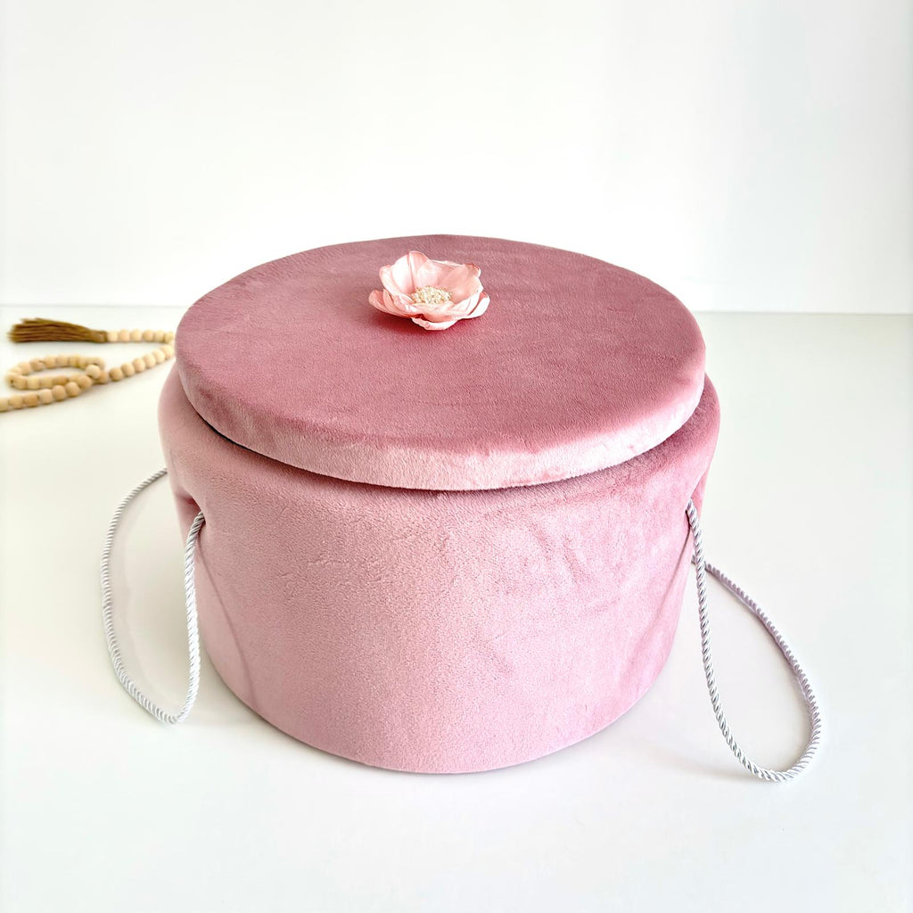 Cufăr pentru Trusoul de Botez Buretat cu Catifea Roz pudra