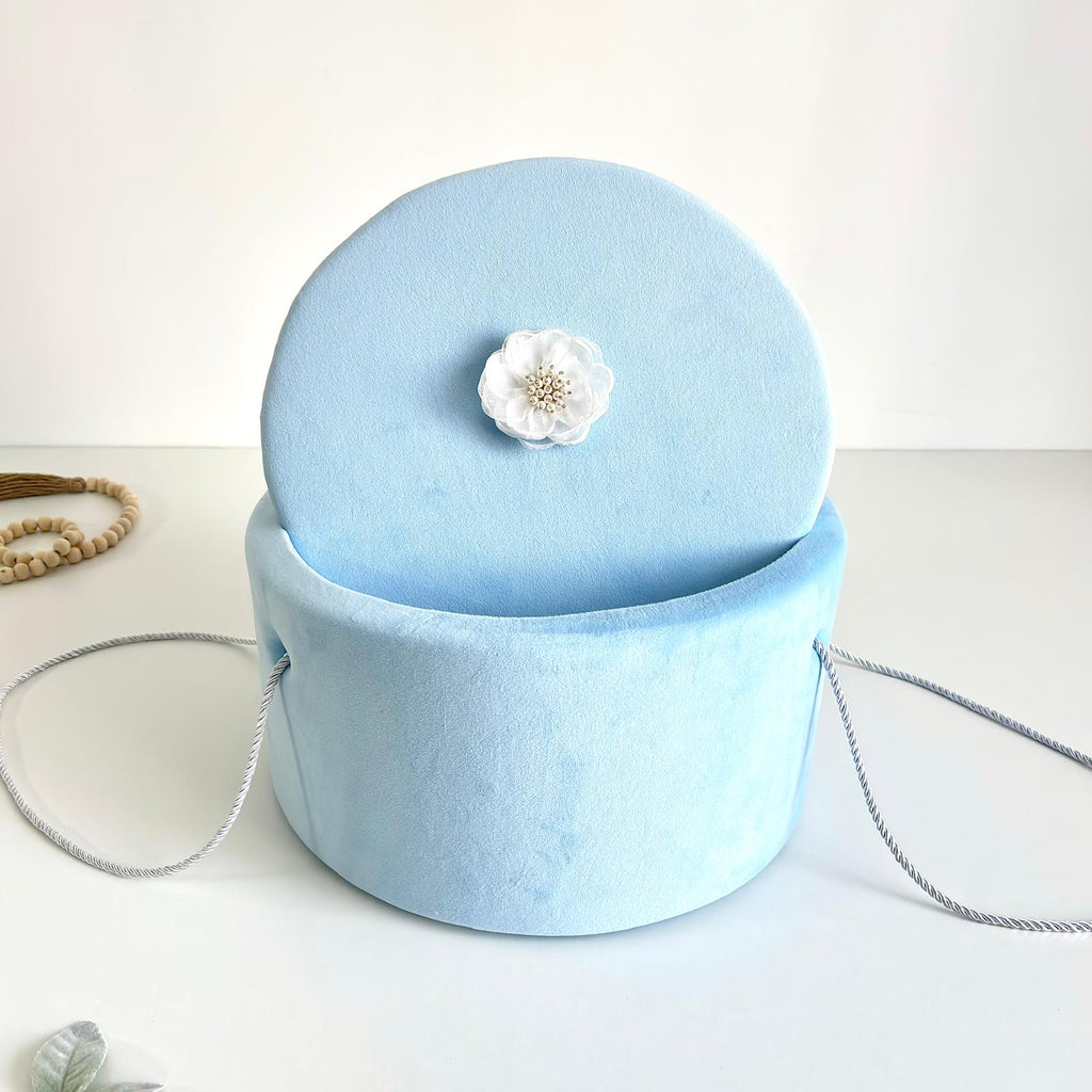 Cufăr pentru Trusoul de Botez Buretat cu Catifea Bleu