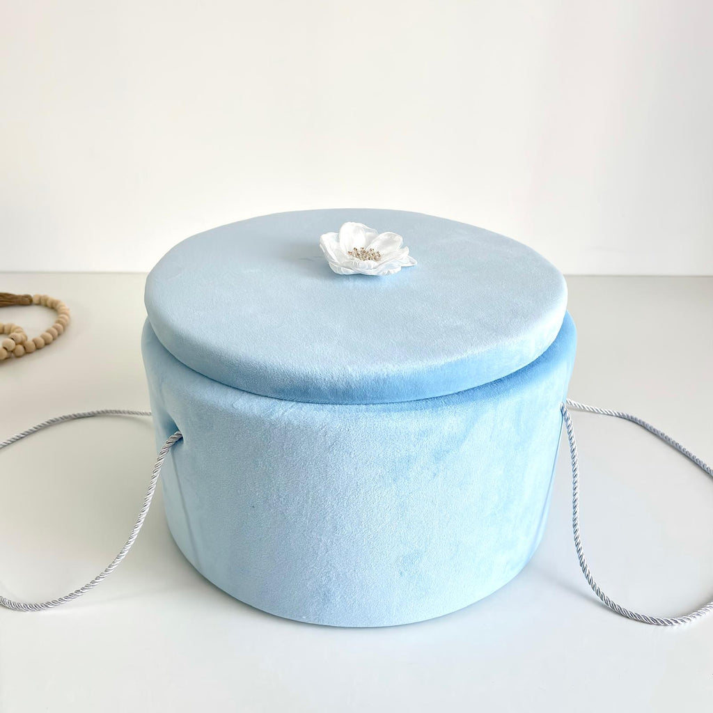 Cufăr pentru Trusoul de Botez Buretat cu Catifea Bleu