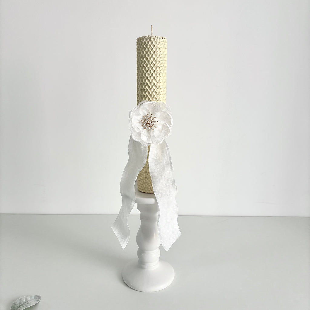 Set -Trusou din muselina pentru Botez + Cutie pentru trusou + Lumânare pentru Botez -Model 1020