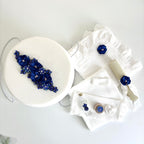 Set -Trusou din muselina Personalizat pentru Botez + Cutie pentru trusou + Lumânare pentru Botez - Model 1021