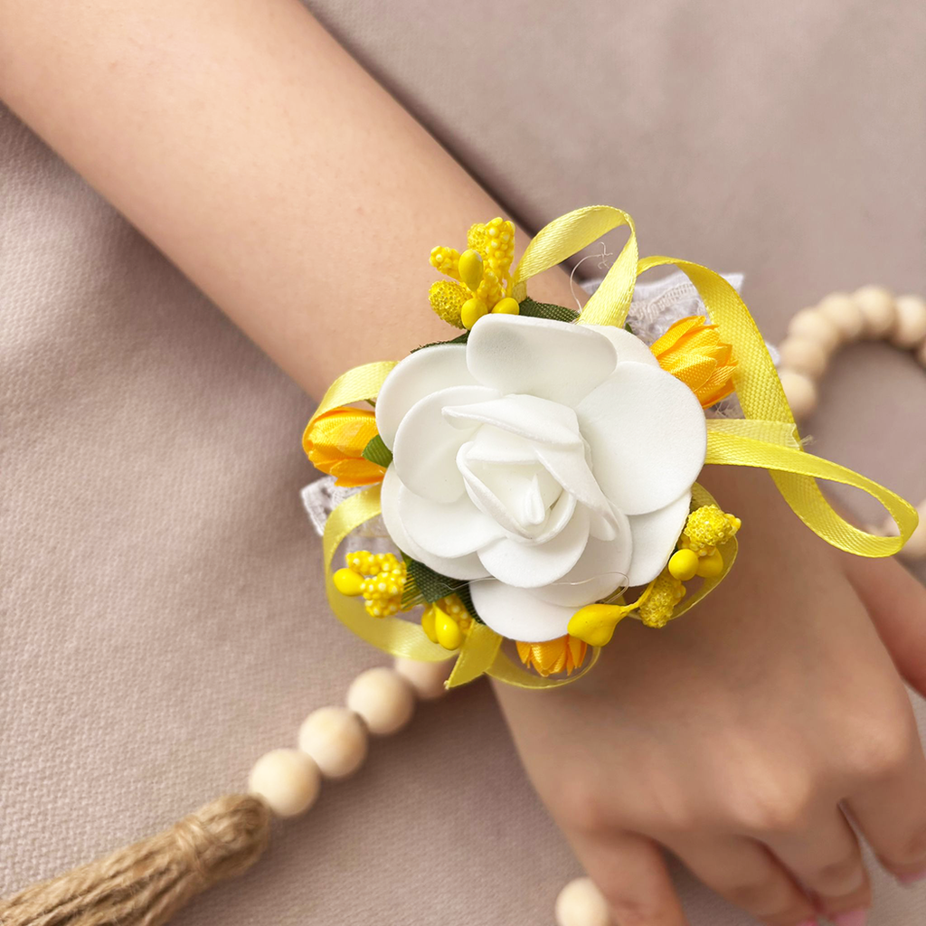 Corsaj Nunta Brățară Dantelă cu Accesorii Galbene