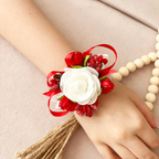 Corsaj Nunta Brățară Dantelă cu Accesorii Roșii