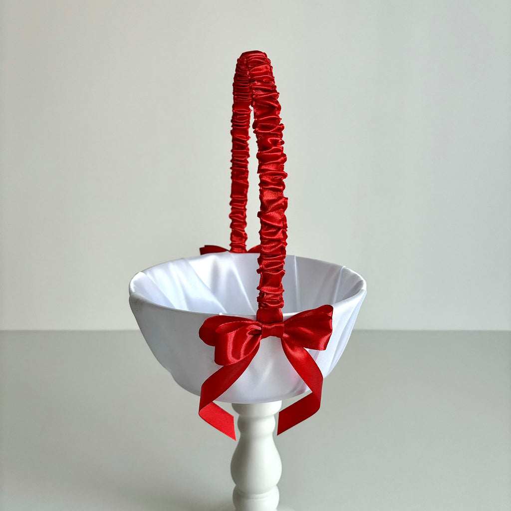 Coșuleț și Pernuță pentru Nuntă cu panglică Roșie