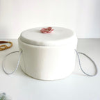 Cufăr pentru Trusoul de Botez Buretat cu Catifea Ivory cu floare Roz