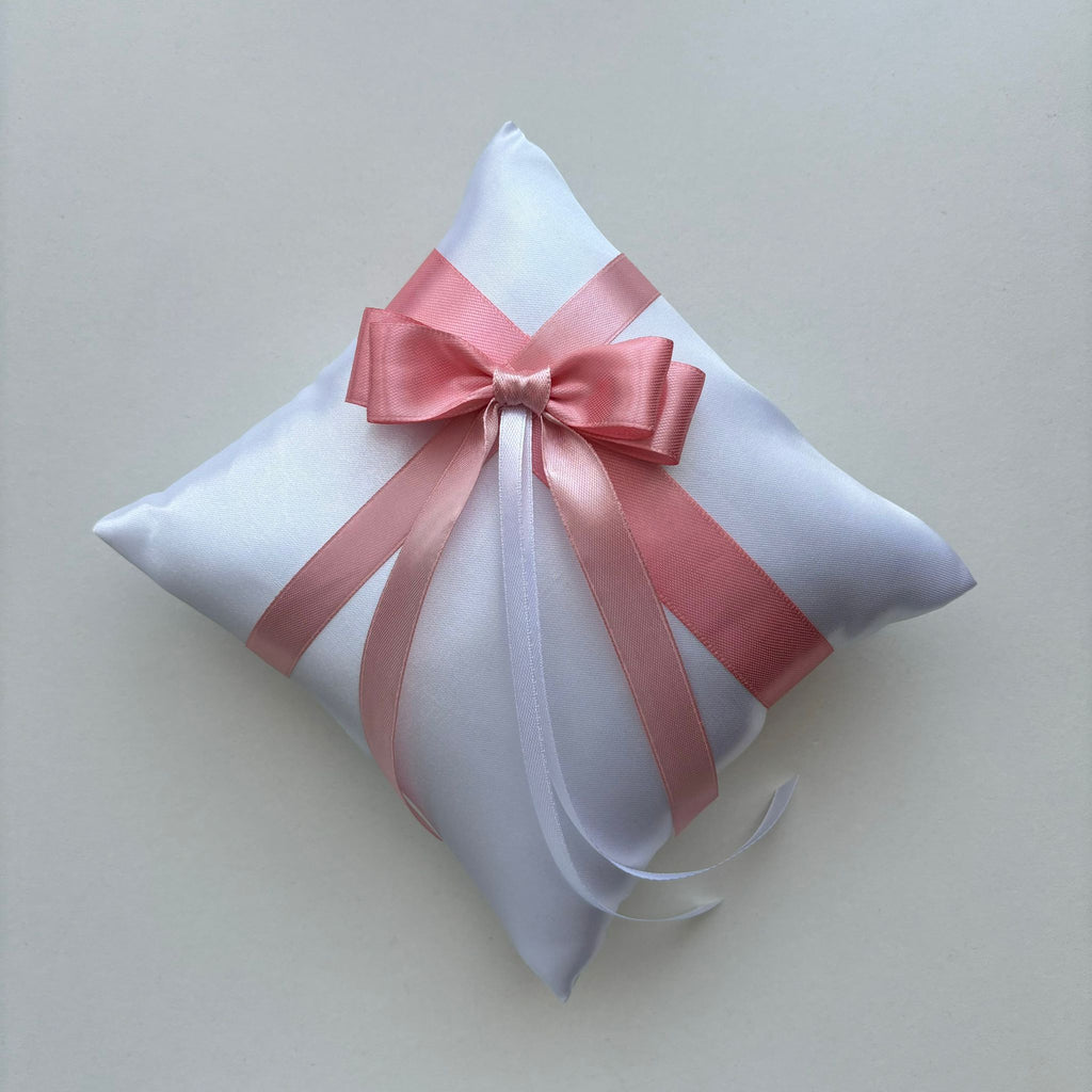 Coșuleț și Pernuță pentru Nuntă cu panglică Roz pudră