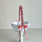 Coșuleț și Pernuță pentru Nuntă cu panglică Roz pudră