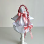 Coșuleț și Pernuță pentru Nuntă cu panglică Roz pudră